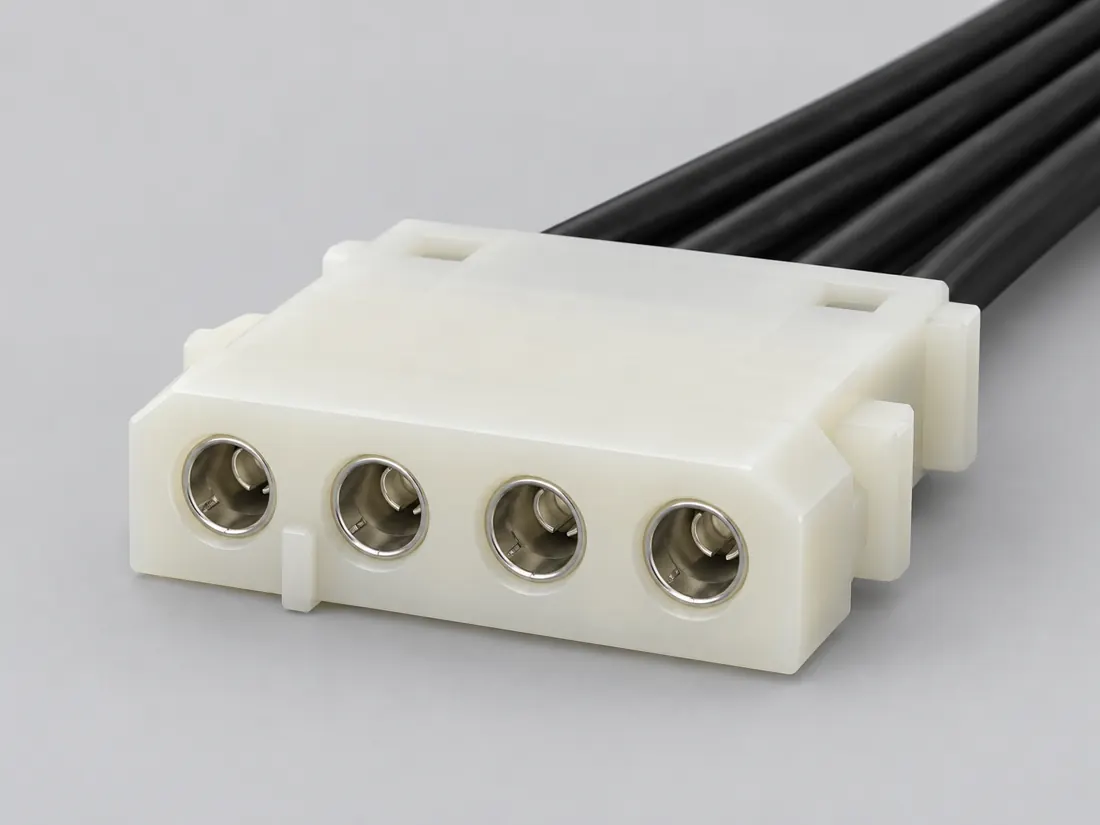 LP4 four-contact peripheral power housing: three-quarter view. Computer-generated illustration, not a photograph.
